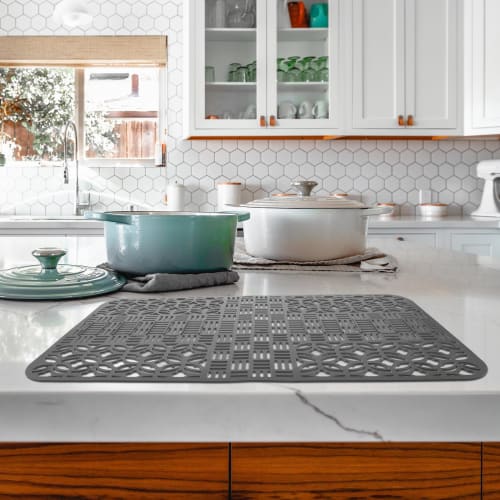 Angoily Sink Mat, 66*35cm, Cuttable, Multi-functional Silicone Sink Mat, Non-Slip, Large, Silicone Sink Mat for Coffee and Espresso Machines, Drying M