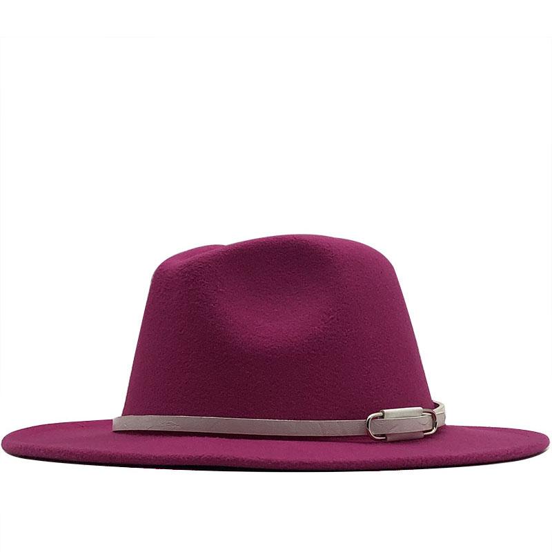2020 New Sell Women Men Wool Felt Trilby Hats Belt Decor Retro Bowler Hat Panama Style Jazz Fedora Hats L/XL