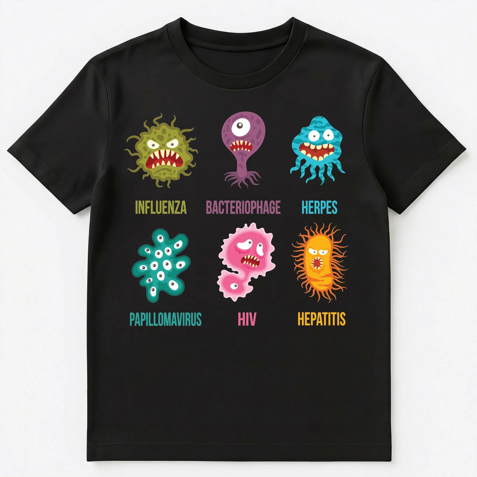 

Educational T Shirt With Cute Colorful Viruses Unisex T-Shirt 3XL