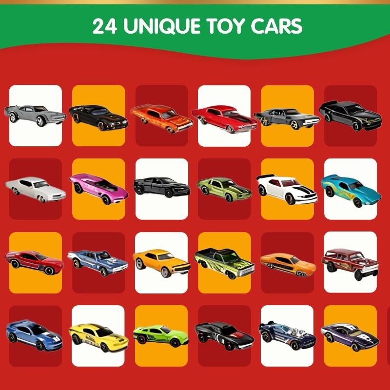 Calendar de Advent Jucării Mașini 2025, Calendar Numărătoare Inversă de Crăciun 24 Zile cu 24 Tipuri de Vehicule Muscle Car Surpriză