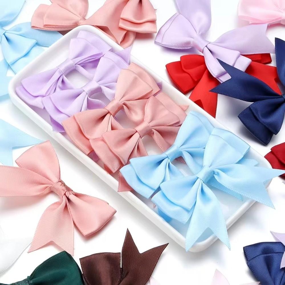 10Pcs Handmade Double Layer Ribbon Bow Colorful Satin Ribbon Bow Patches  Hairpin Accessories