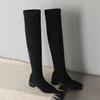 Youth Vitality Elastic Suede Over Knee Boots No Pants Boots Fashion Knight Boots Thick Midheel Boots 33-43 Boots