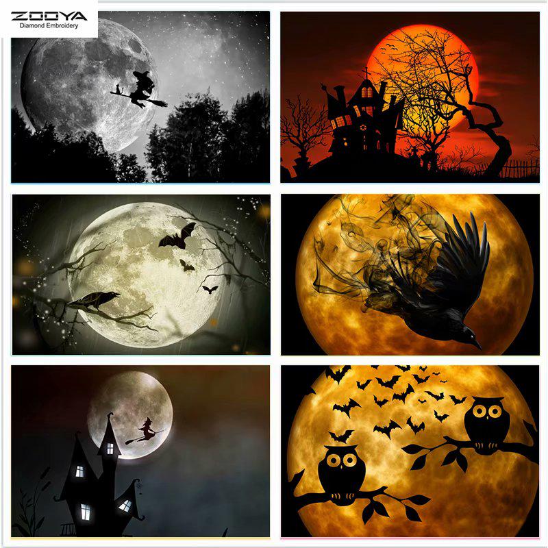 

ZOOYA 5D DIY Полный дрель Алмазная картина Луна и Ведьма Искусство Вышивка Стежок Мозаика Домашний Декор Подарок