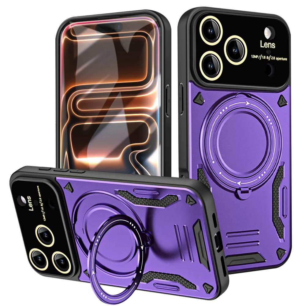 Military Armor Fold Ring Bracket Phone Case For iPhone 17 Pro Max Air 15 14 Plus 11 12 13 16 Pro Magnetic Camera Protector Cover