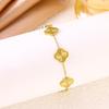 18K Gold-Plated Four-Leaf Clover Titanium Steel Bracelet for Women - Elegant 13mm Frosted Design