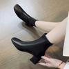 Chunky Boots Women Fashion Shoes Ladies Casual Back Zipper Square Toe Ankle Boots Designer Party Pumps Footwear