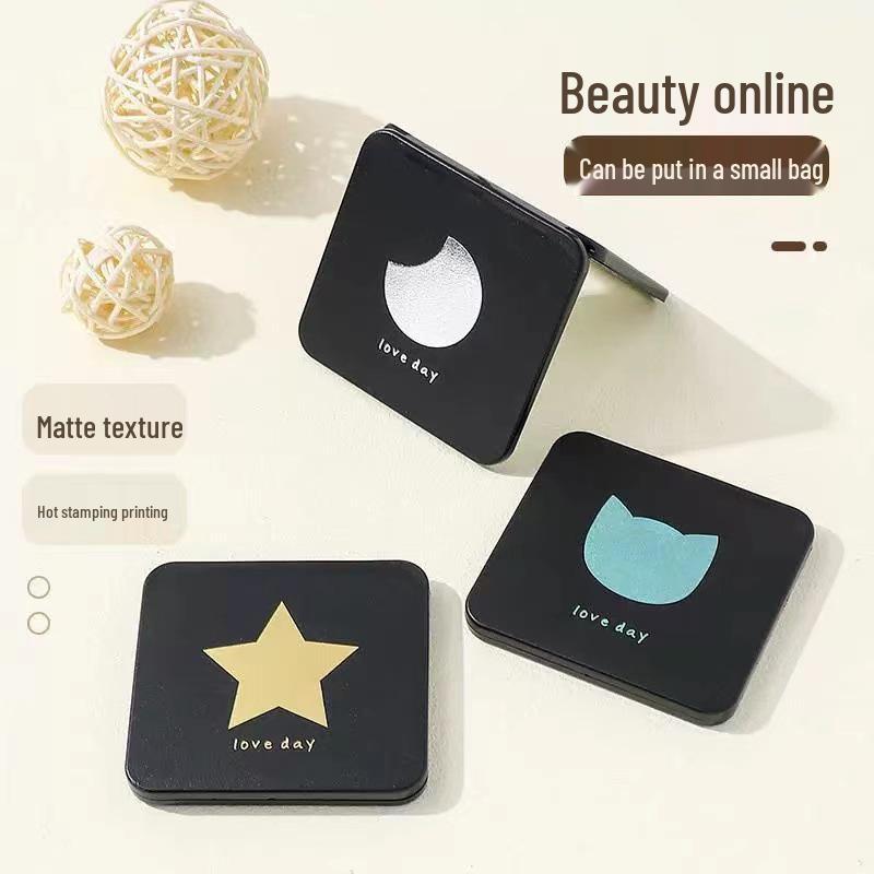 Compact Double-Sided Folding Makeup Mirror - Portable and Stylish for Students
