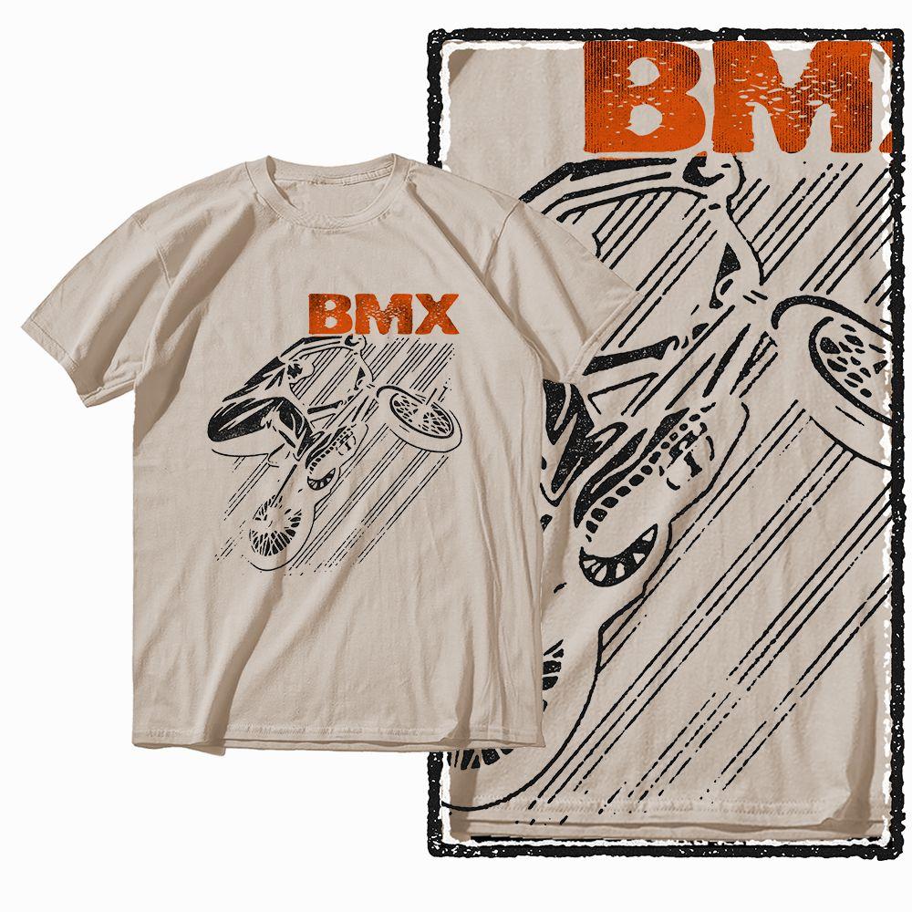 

G47 Beige Vintage Streetwear Cotton Men s BMX bicycle Printed Graphic T-shirt | Big Size Cool O-neck men s Tee Tshirt 2XL