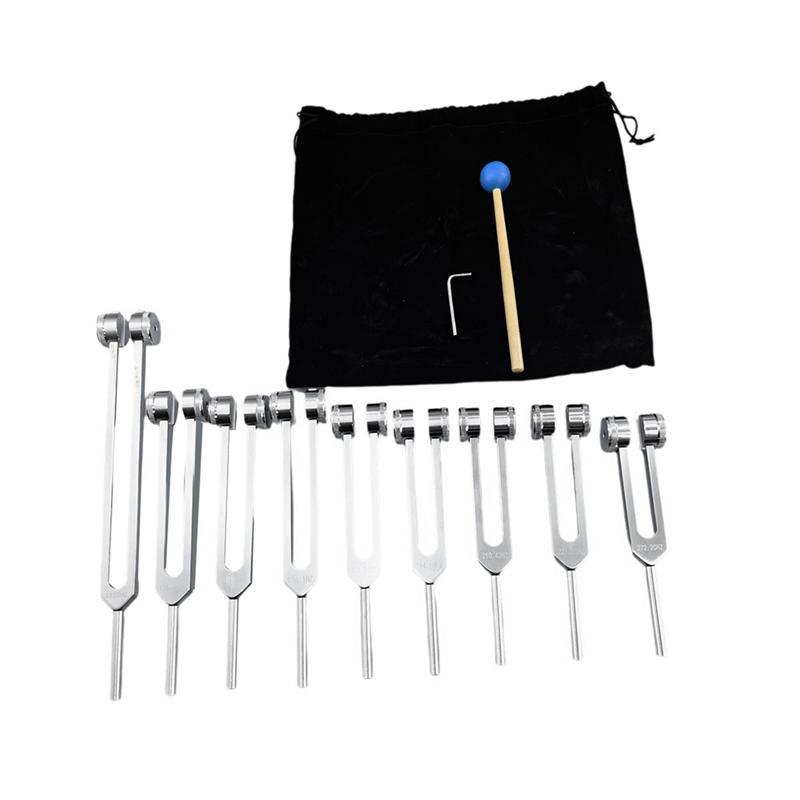 A96I-Aluminum Alloy Chakra Tuning Forks Set With Hammers For Healing, Sound Therapy, Meditation, Yoga