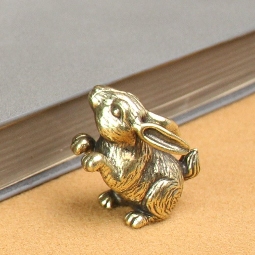 

Mini Zodiac Rabbit Figurines Vintage Rabbit Ornament Desktop Ornament Desk медный
