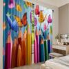 Flat Printing Window Treatment Curtains Colorful Butterflies Pencils Digital Printed Polyester Drapes Family Party Curtain Set Of 2 Made Washable