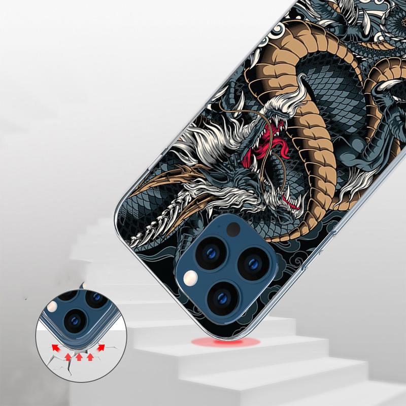 Asian Dragons Animal Tattoo Phnoe Case for Iphone 17 Air 16 11 12 13 Mini 14 Plus 15 Pro Max 7 8E SE 2020 16ProMax Phone Cover C