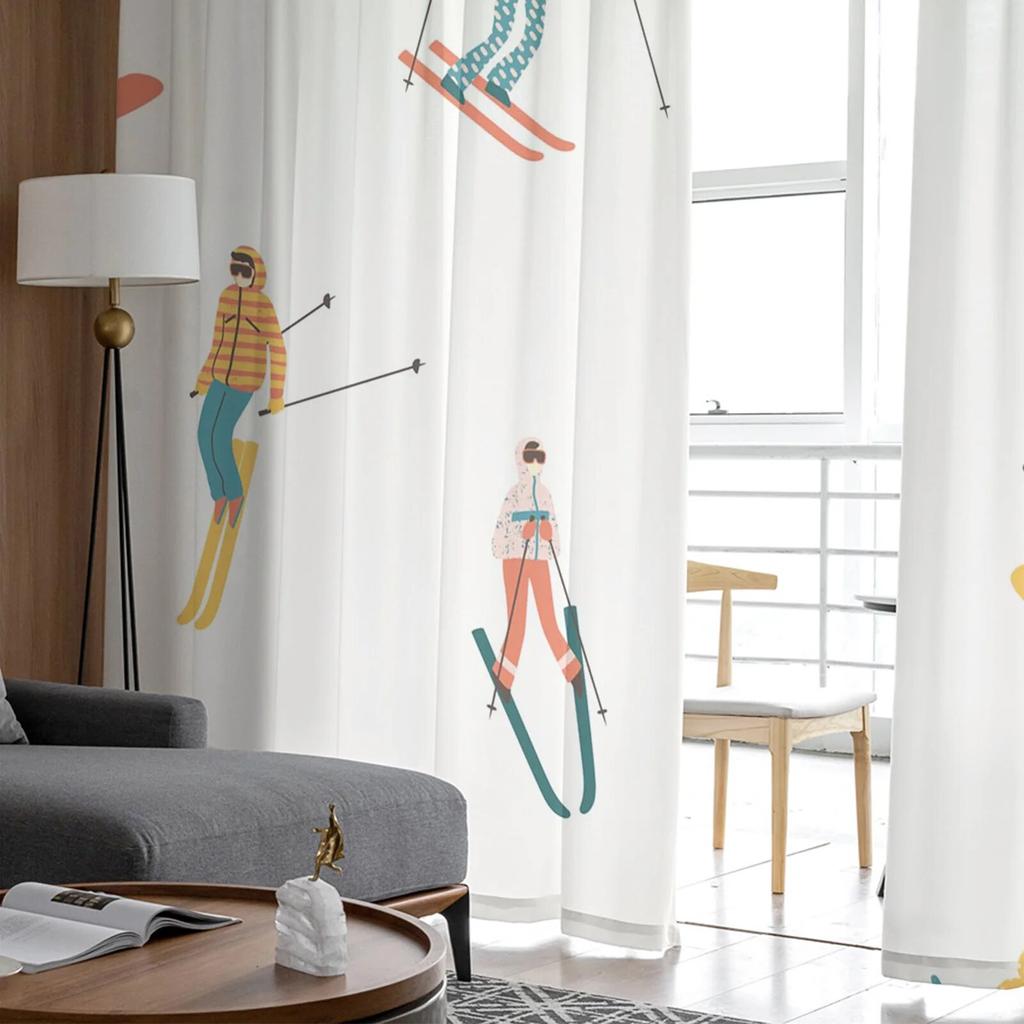 Ski Line Sport Tulle Curtains Living Room Kitchen Chiffon Curtain Bedroom Balcony Sheer Curtain Fashion Home Decor