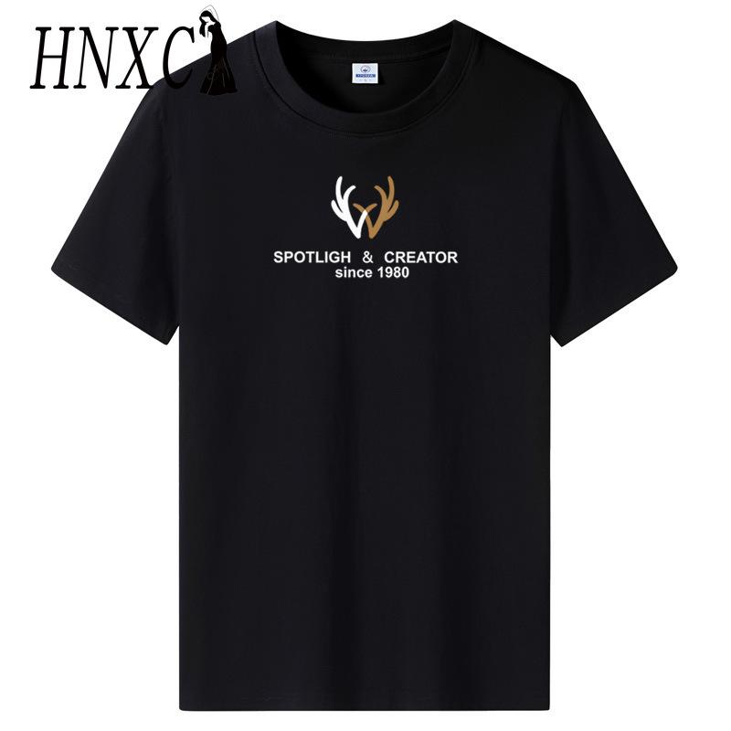 HNXC Cotton Short Sleeve T-shirt Men's Fashion Loose Half Sleeve Shirt Printed Compassionate Shirt