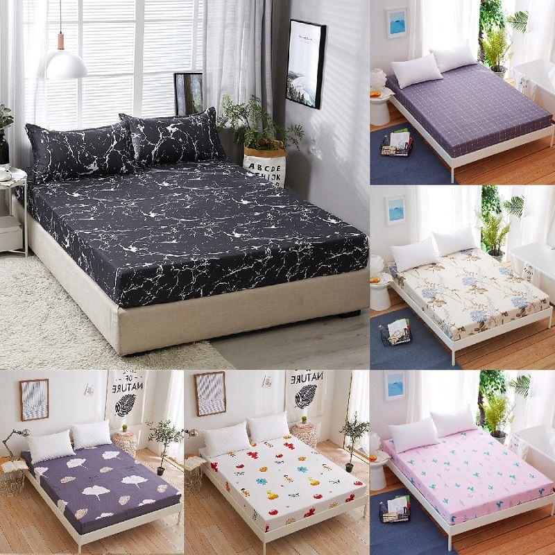 Bed Sheet Fitted Cover Without Pillowcase Floral Printed Single Double Size King