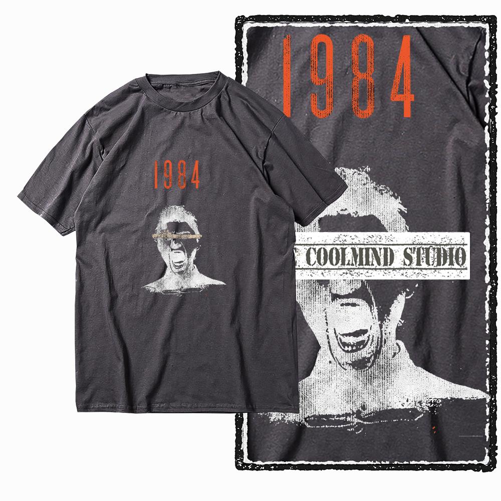 Coolmind X0096 1984 Scream Tee 100% Cotton Exclusive Graphic Men Tshirt Big Size Streetwear T Shirt for Men Tee Shirts