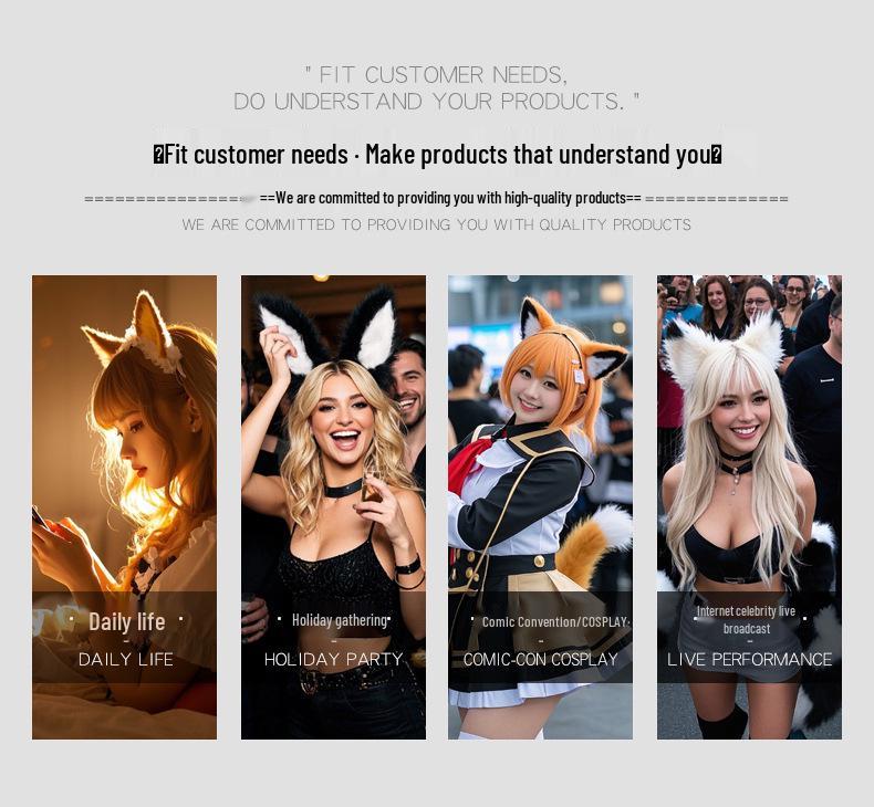 Plush Fox Demon Ears Headband - Cosplay & Performance Accessory