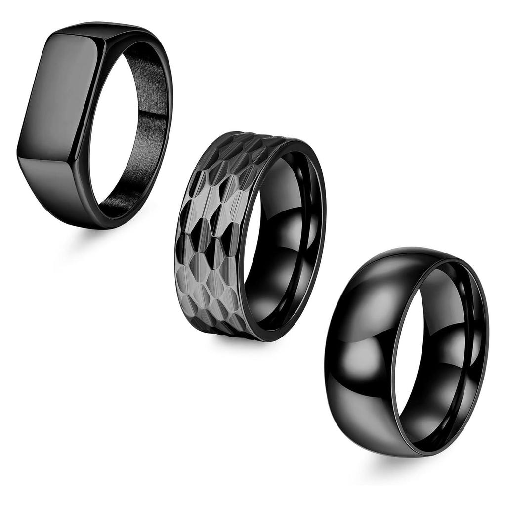 Cross-border Hot Sale Square Hammered Texture Ring Set: Simple Daily Commute & Outdoor Sports Finger Rings