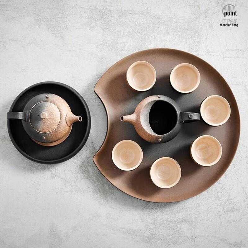 Wanqiantang Qiushan Glaze Ceramic Tea Set with Tea Tray