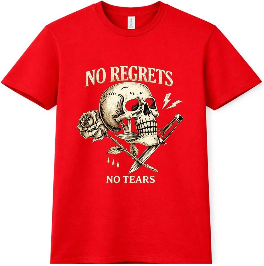 Gothic Skull T Shirt No Regrets No Tears Vintage Dark Graphic Tee S