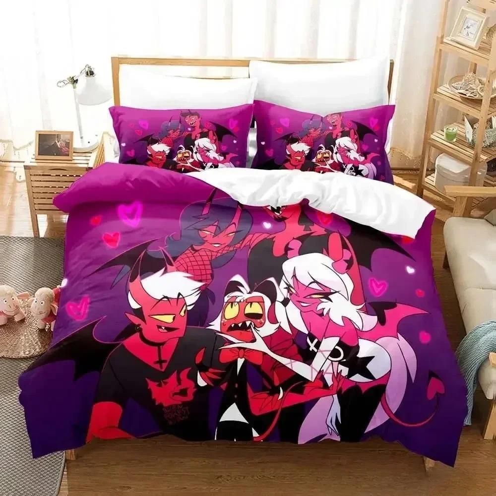 Cartoon H-Helluva-Boss Bedding Set Anime Duvet Cover Set Soft Single Twin Size Home Decor Birthday Gift Four Seasons Home Decor