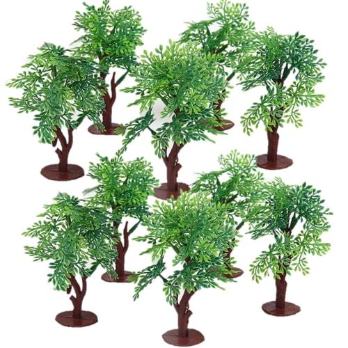 

SAKIRABITO Diorama Trees, Model Trees, Set of 10, 10cm, Plastic, Green, for Model Railroad Structures