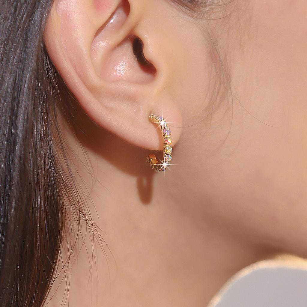 Simple Versatile Rhinestone Earrings Senior Sense Of Niche Design Temperament Earrings Female Luxury Shiny Earrings Jewelry