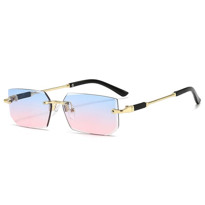 New Frameless Fashion Sunglasses Jelly Colored Cut Border Uv Glasses Women'S Fashion Street Photography Trend Versatile Eyewear