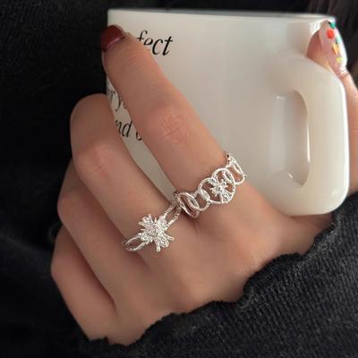 Korean Version S Hollow Love Pattern Cross Ring High-end Design Unique Ring
