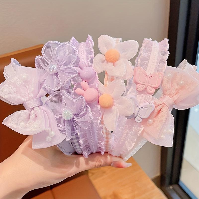 3pcs Elegant & Sweet Lace Floral Mesh Non-Slip Headbands, Charming Bow Accents, Trendy Hair Accessories