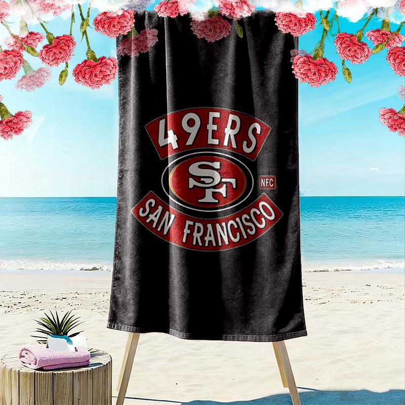 San Francisco 49ers Print Strandtuch, Großes Weiches Schnelltrocknendes Handtuch für Strand Camping Schwimmen