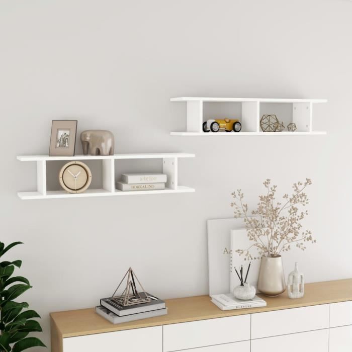 VidaXL Étagères murales 2 pcs Blanc 90x18x20 cm Aggloméré