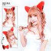 Fujitatsu Cat Ear Headband with Pin, Maid Cosplay, for Kids and Adults, Fluffy, Can Be Used As a Headband or Pin, Red and Black, KDG148RED-BLK