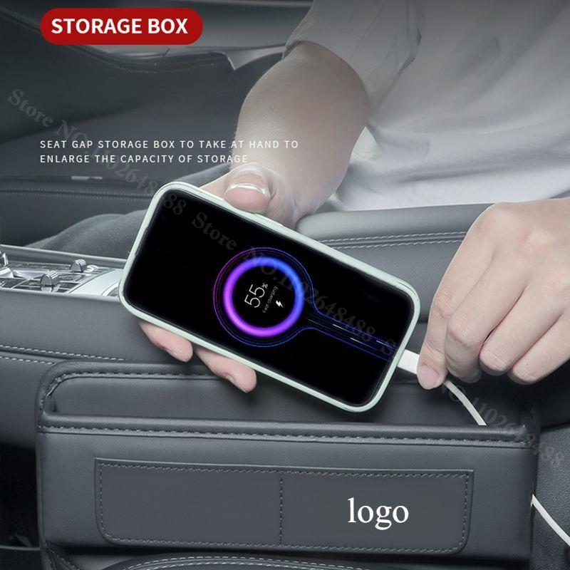 For BYD Seal 6 DM-i Touring 2025 2026 Car Seat Gap Storage Box Seat Gap Organizer Leather Storage Pocket Cup Phone Holder Bag