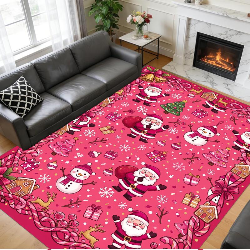 Tapis Carré Imprimé Noël Tapis de Sol Doux Antidérapant Pour Chambre à Coucher Cadeau de Fête