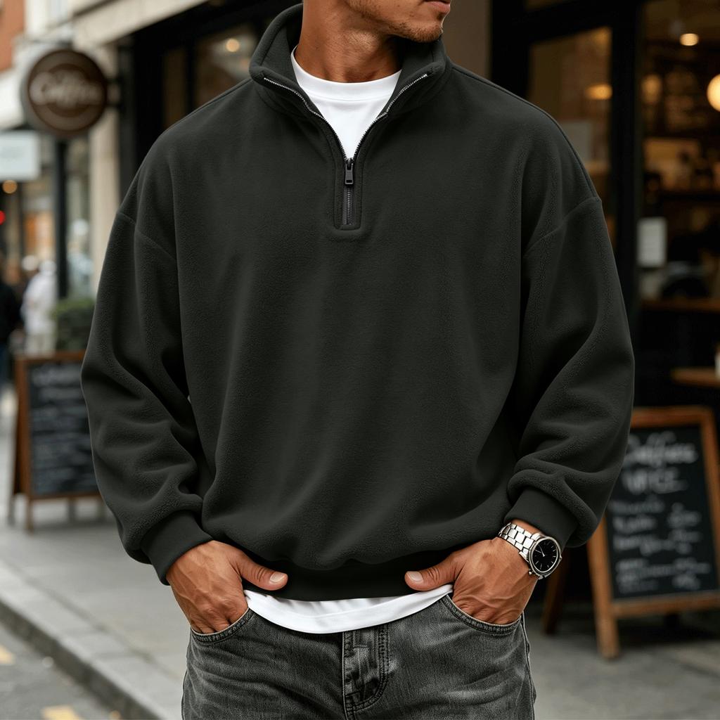 Men's Pullover Sweatshirt with Collar Long Sleeve Casual