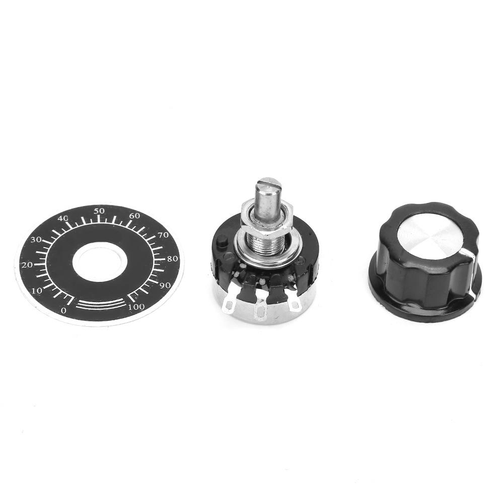 

RV24YN20S Ручка потенціометра Набір шкали Потенціометр з вуглецевої плівки + пластина шкали + ручка 100K