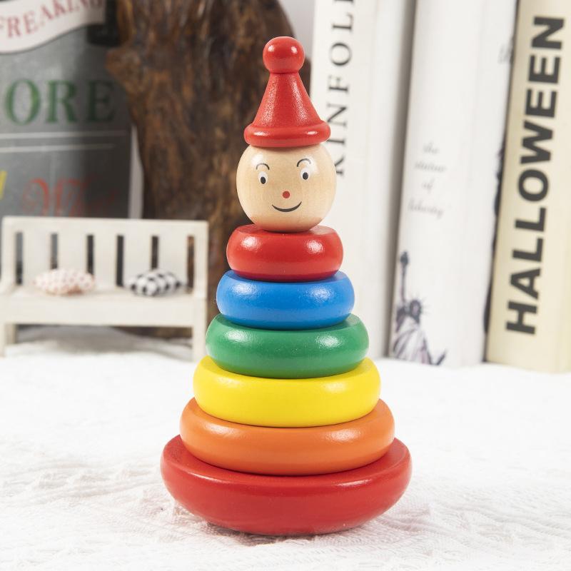 Wooden Children's Rainbow Tower Tumbler Stacked High Set of Columns Parent-child Activity Baby Early Education Educational Toys