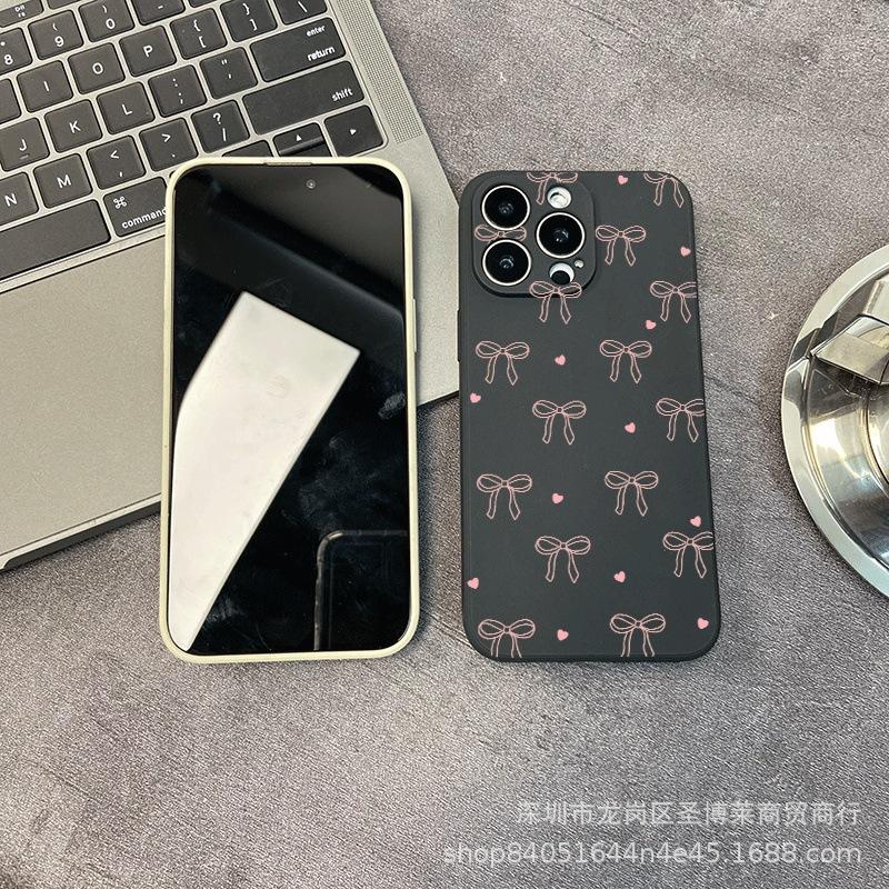 Love Bow Is Suitable for iPhone15 Mobile Phone Case 14PROMAX All-inclusive 13 Anti-drop 16/15 Protective Case 17.