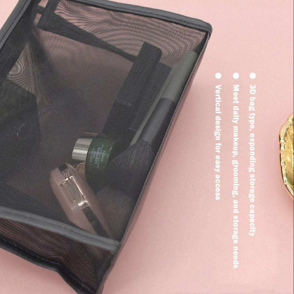 Popular Mesh Transparent Makeup Bag Simple Style Large Capacity Travel Cosmetic Bag Portable Organization Bag Makeup Organizers