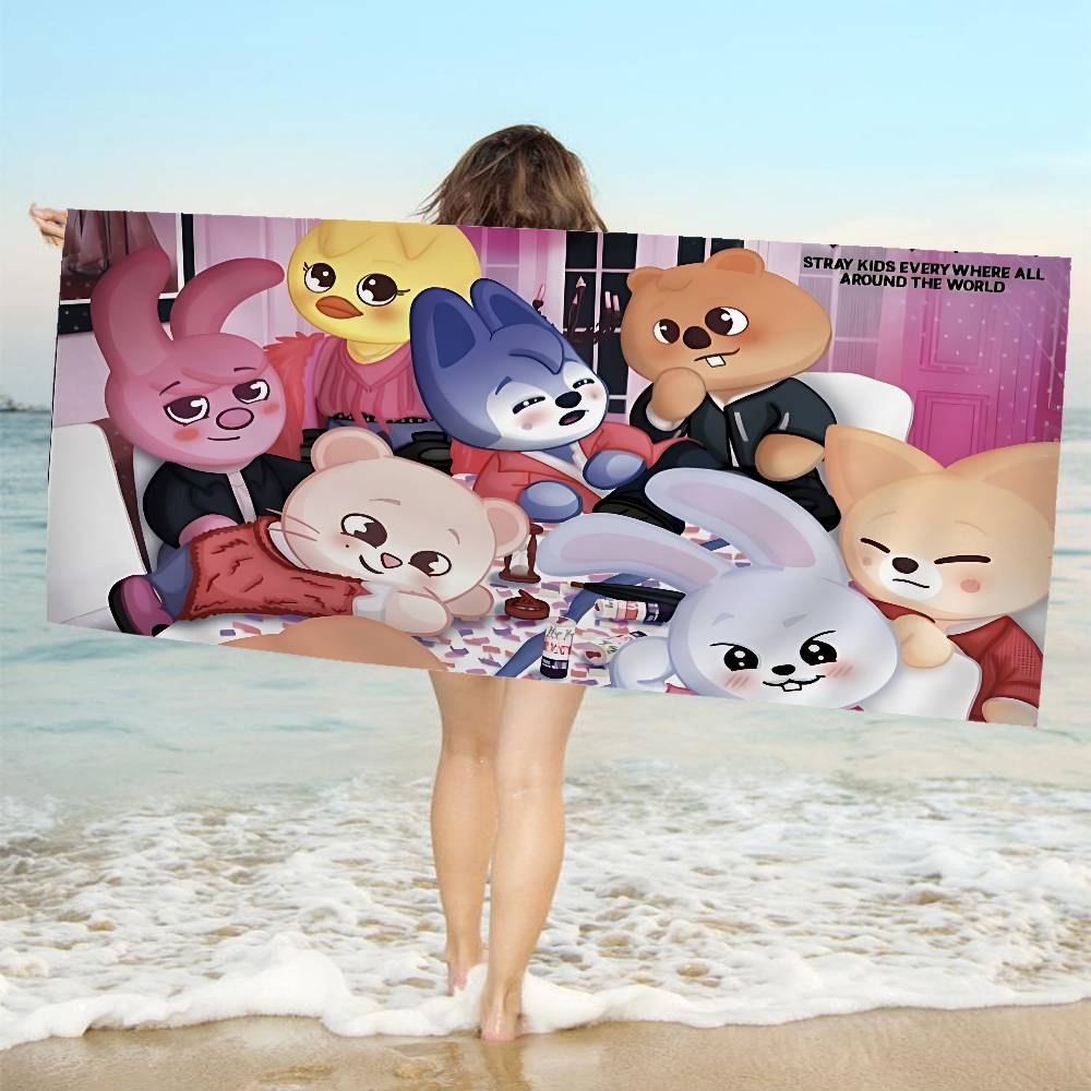 S-StrayS COOL K-Kids Kpop Microfiber Printed Beach Towel Mountain Climbing Yoga Beach Swimming Running Absorbent Soft Towel