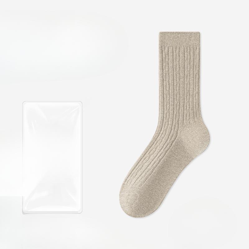 Female Spring and Autumn Warm Cotton Sweat Absorbing Deodorizing Anti Pilling Long Tube Stack Socks