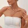 Cross Cross Pendant Necklace Multilayer Clavicle Chain Simple Imitation Pearl Necklace  Gift