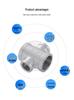 304 Stainless Steel 4-Way Reducing Tee with Inner Thread, 4-Point Pipe Fitting Cross Joint