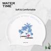 WATERTIME Silicone Swimming Cap, Ear Protection, Chlorine-Resistant, Large Size for Long Hair, White