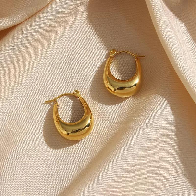 Elegant Gold Slimming Teardrop Earrings, Stylish Dangle Hoop Jewelry for Women Fine Gift золотистый