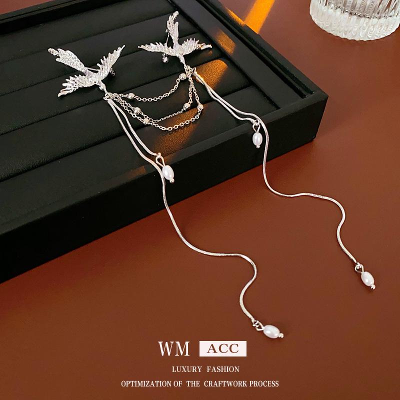 Exquisite Phoenix Pearl Tassel Brooch - Versatile Chinese Style Fashion Accessory