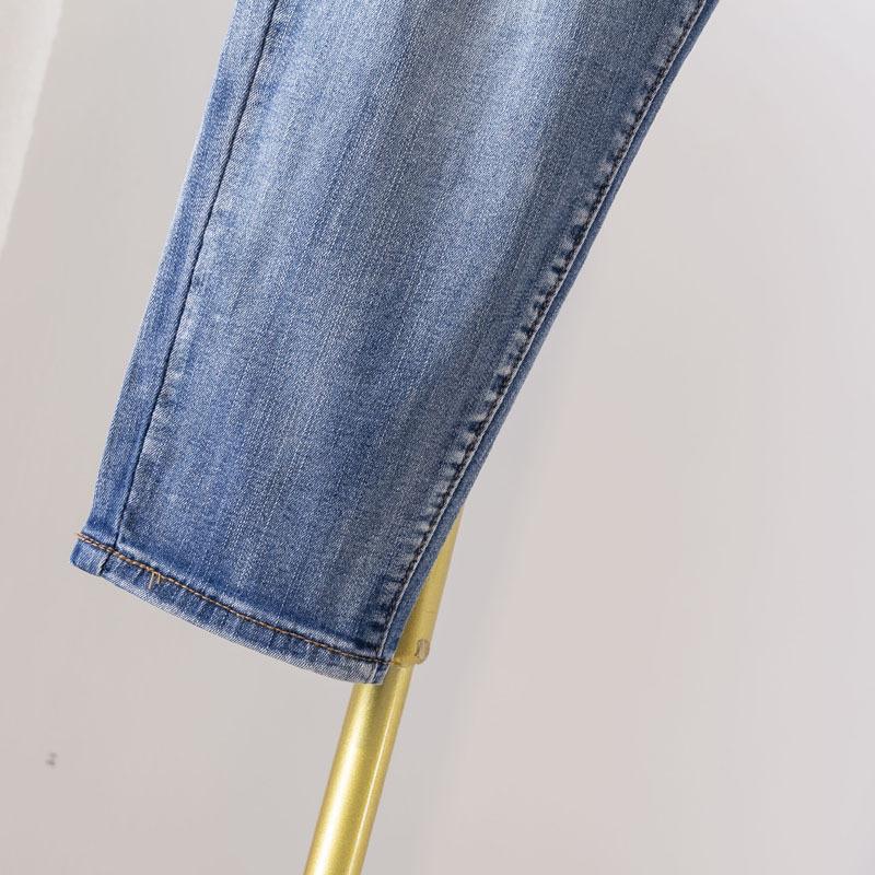 Plus Size Women's Pants Plus Size Women's High Waist Jeans Pants Split Pants Thin Elastic Leggings Jeans with Carrots Comfort Waist Pants