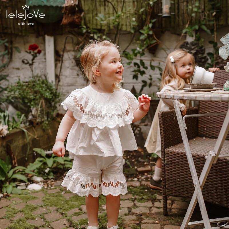 LELE JOVE Girls  Embroidered Ruffled Shorts 110