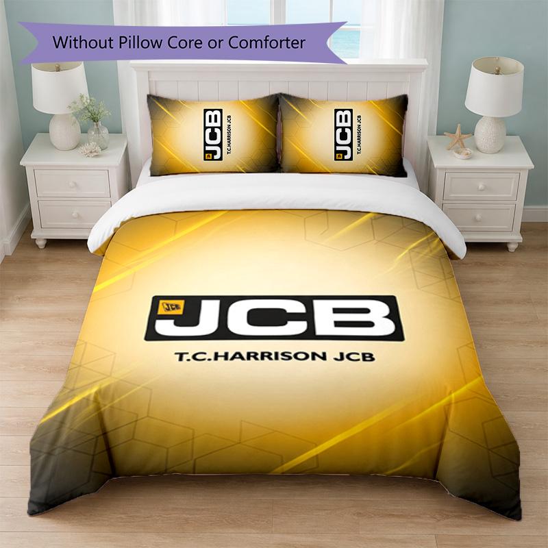 JCB Print 3Pcs Bedding Set Duvet Cover With Two Pillowcases Soft Bed Linen For Household Bedroom